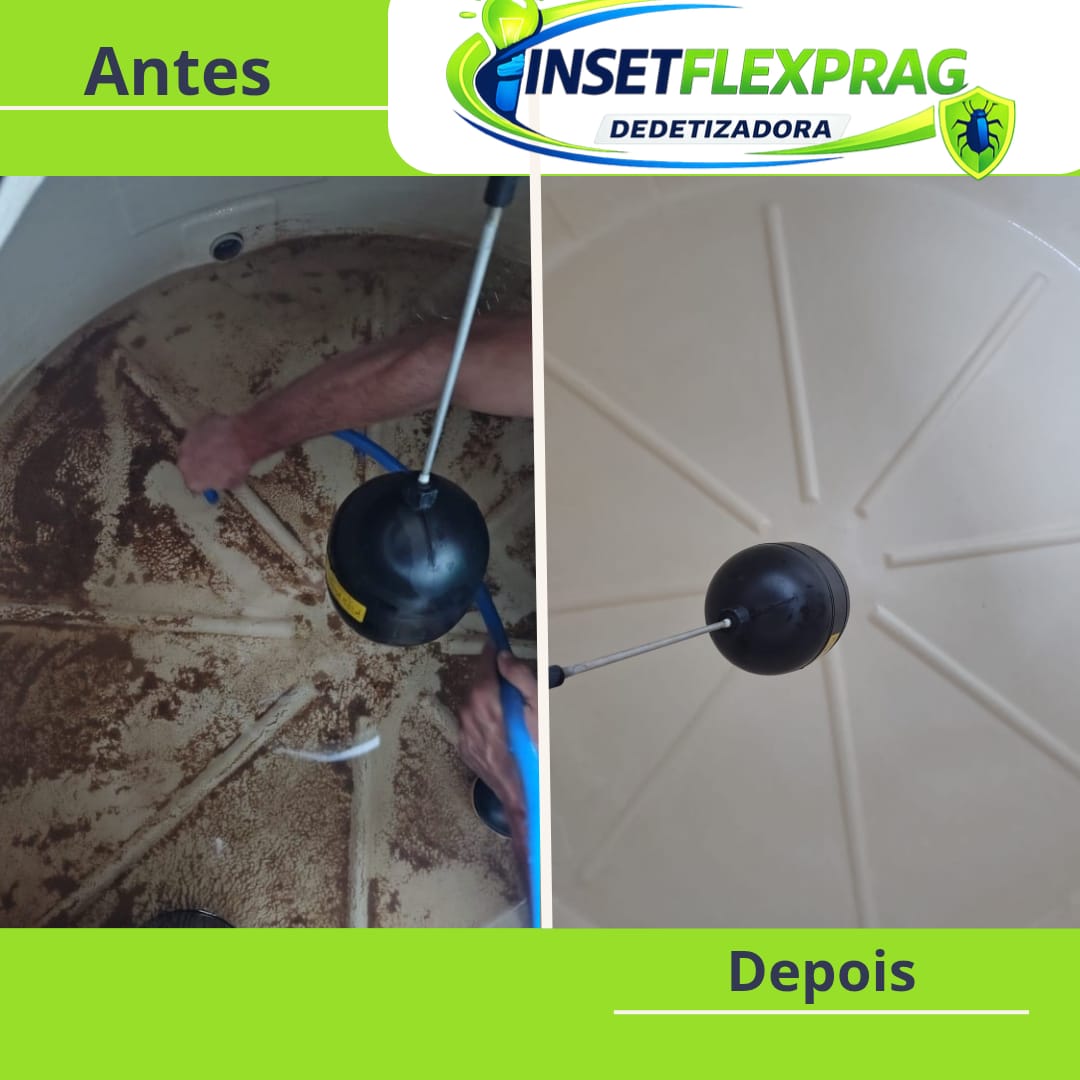Antes e depois da higienização de caixa d'água